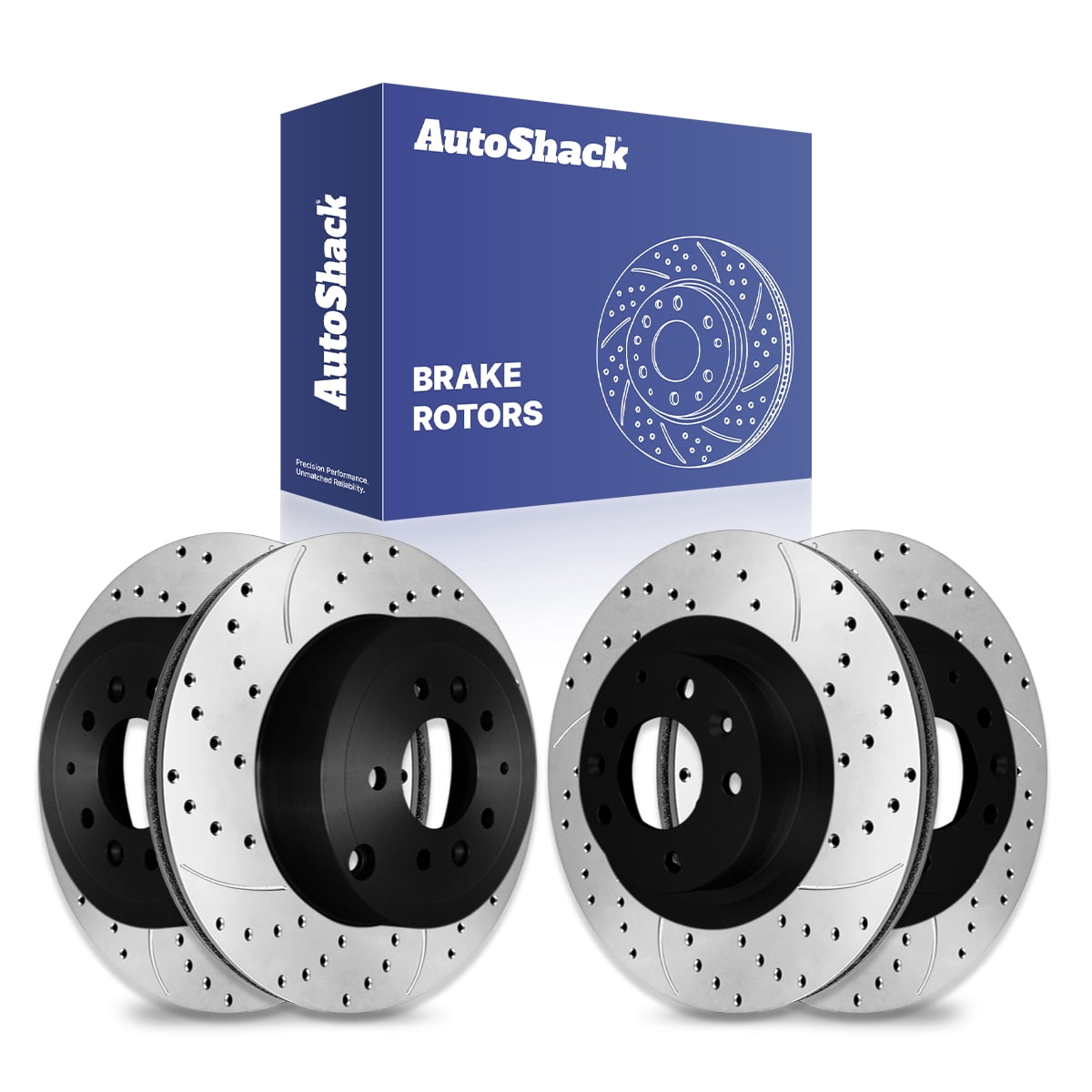 AutoShack Front & Rear Brake Rotors for Mazda, CX-9 2007-2015, AWD FWD V6 3.5L 3.7L - E-Coated Drilled & Slotted - ShadowGuard