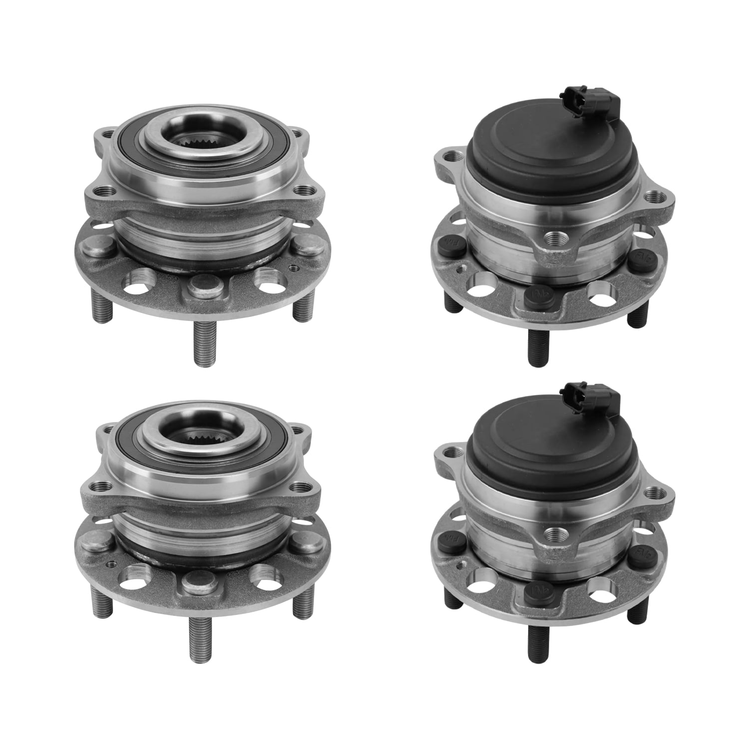 AutoShack Front & Rear Wheel Bearing Hub Assembly Set For 2012-2019 Mitsubishi RVR & Outlander Sport – 5 Lug, W/ ABS
