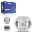 thumbnail image 1 of AutoShack Rear Brake Rotors & Calipers for Chevrolet, Silverado 2500 HD 2001-2006, 4WD RWD V8 6.0L 6.6L 8.1L - Coated Drilled & Slotted - Silver Matte Finish - TurboGuard - 12.99" (330 mm), 8-Lug, 1 of 5