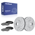thumbnail image 1 of AutoShack Front Brake Rotors & Ceramic Pads for Honda, Odyssey 2011-2017 Passport 2019-2023, FWD AWD V6 3.5L - Coated Drilled & Slotted - Silver Matte Finish - TurboGuard - 12.59" (319.8 mm), 5-Lug, 1 of 5