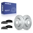 thumbnail image 1 of AutoShack Front Vented Drilled & Slotted Coated Brake Rotors Silver Matte Finish + Premium Ceramic Pads 6-PC Brake Kit Replacement for 2013 Ford Explorer TurboGuard 12.8" (325 mm), 1 of 4
