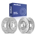 thumbnail image 1 of AutoShack Front Vented & Rear Solid Drilled & Slotted Coated Brake Rotors Silver Matte Finish 4-PC Set Replacement for 2004-2012 Mazda 3 2009-2013 Mazda 3 Sport TurboGuard, 1 of 5
