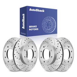 Rear Drilled & Slotted Brake Rotors Set For Chevy Silverado 2500 HD / GMC Sierra 3500 - Zinc Coated Performance Rotors