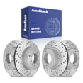 thumbnail image 1 of AutoShack Front & Rear Brake Rotors for Toyota, Tundra 2007-2021 Sequoia 2008-2022, 4WD RWD V6 4.0L V8 4.6L 4.7L 5.7L - Coated Drilled & Slotted - Silver Matte Finish - TurboGuard, 1 of 5
