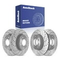thumbnail image 1 of AutoShack Front & Rear Brake Rotors for Ford & Mazda, Fusion 2006-2012 6 2006-2013, AWD FWD L4 2.3L 2.5L V6 3.0L 3.5L 3.7L - Coated Drilled & Slotted - Silver Matte Finish - TurboGuard, 1 of 5