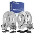 thumbnail image 1 of AutoShack Front Vented & Rear Solid Drilled & Slotted Silver Zinc Coated Brake Rotors + Ceramic Pads + Hub Bearing Assembly 16-PC Brake Kit Replacement for 2007 Nissan Armada SilverShield Pro, 1 of 5