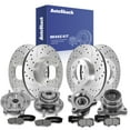 thumbnail image 1 of AutoShack Front Vented & Rear Vented Drilled Slotted Silver Zinc Coated Brake Rotor + Premium Ceramic Pad + Hub Bearing Assembly 16-PC Kit Replacement for 2010-2014 Toyota FJ Cruiser SilverShield Pro, 1 of 5
