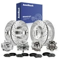 thumbnail image 1 of AutoShack Front Vented & Rear Vented Drilled Slotted Silver Zinc Coated Brake Rotor + Premium Ceramic Pad + Hub Bearing Assembly 16-PC Kit Replacement for 2014-2015 Nissan Rogue Select, 1 of 5