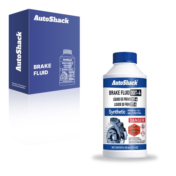 AutoShack Synthetic Brake Fluid, DOT 3/DOT 4, 12 oz (355 mL)