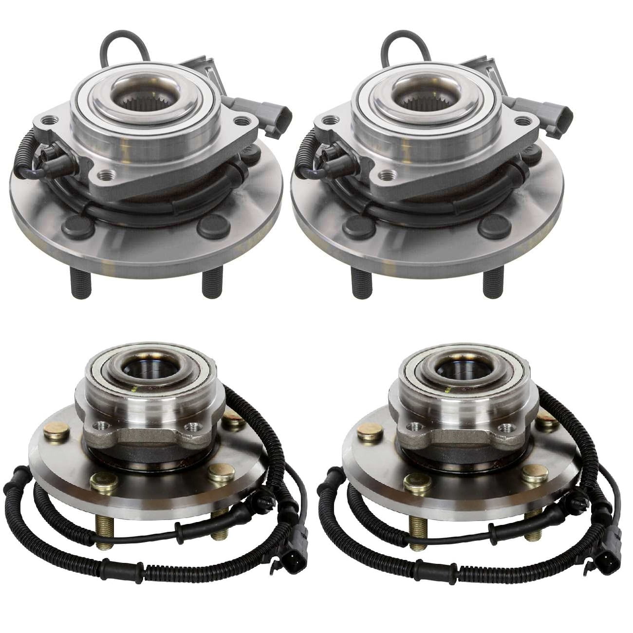 AutoShack Front & Rear Hub Bearing Assemblies for Dodge, Chrysler & Volkswagen, Grand Caravan 2008-2011 Town & Country 2008-2011 Routan 2009-2011, FWD V6 3.3L 3.6L 3.8L 4.0L - With ABS, 5-Lug