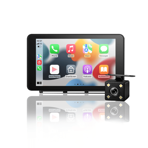 AutoSky APID-301 7" Portable Wireless CarPlay Screen Apple CarPlay & Android Auto Display for Car, Backup Camera Support, Bluetooth, FM/AUX Audio, Plug & Play