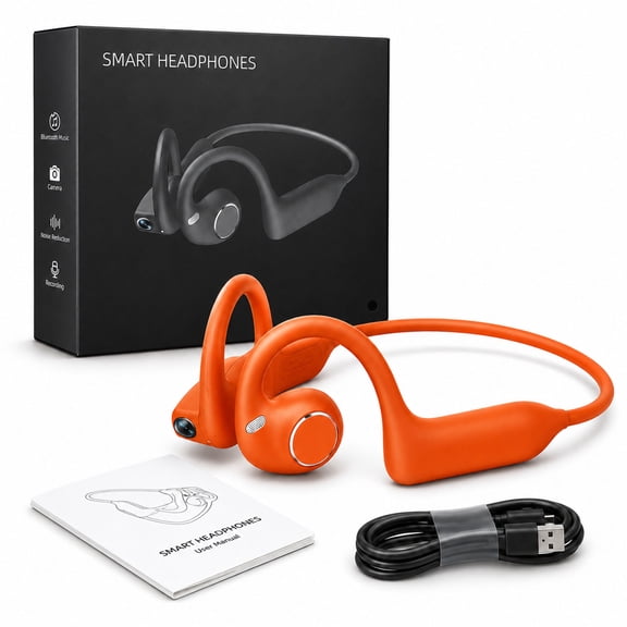 AutoVue Headphones, POVBuds Pro Open-Ear Camera Headphones with 1080P POV Video Recording, Bone Conduction Bluetooth Headset with AI Translation, Smart Voice Features, Lightweight Wraparound