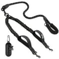 thumbnail image 1 of AutoWT Double Dog Leash 90cm Nylon Bungee Reflective Shock-Absorbing Animal Leash, Black, 1 of 8