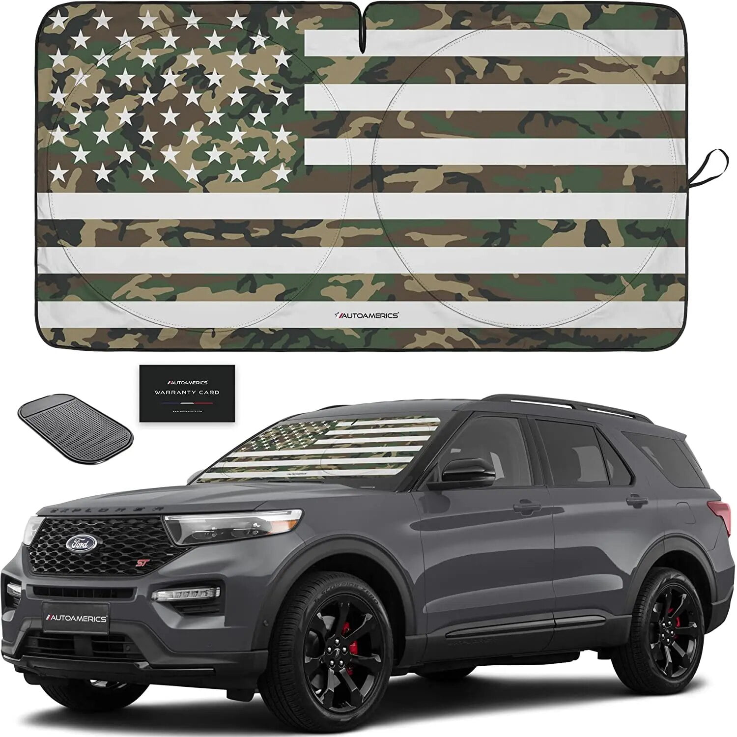 Autoamerics 1-Piece Windshield Sun Shade USA Art Flag - 1 American ...