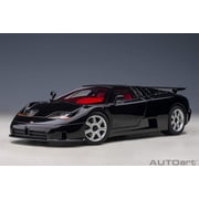 Autoart 1-18 Scale Bugatti Eb110 Ss Super Sport Nero Vernice Wheels Model Car, Black, Red & Silver