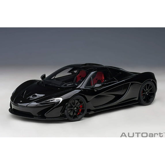 McLaren P1 Fire Black with Red and Black Interior 1/18 Model Car by Autoart