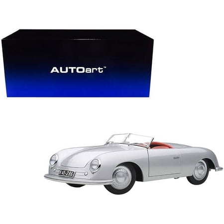 1948 Porsche 356 Number 1 Convertible Revised Edition Silver 1/18 Model Car by Autoart