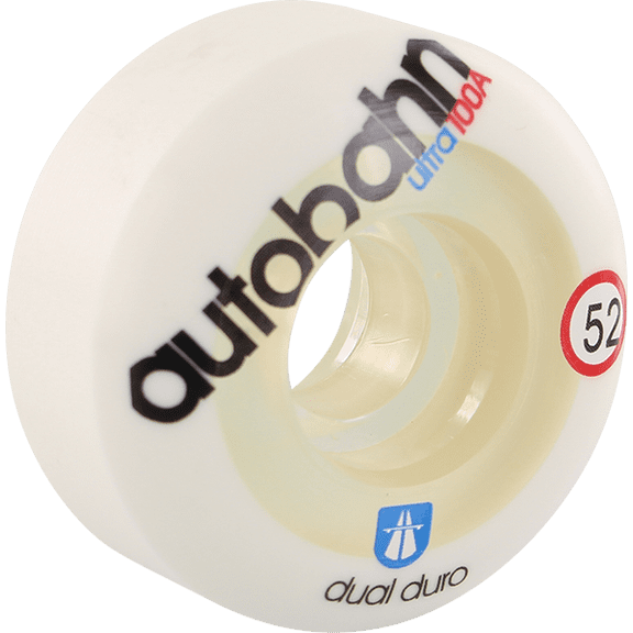 Autobahn Dual Duro Ultra Skateboard Wheels 52mm 100a White/Clear