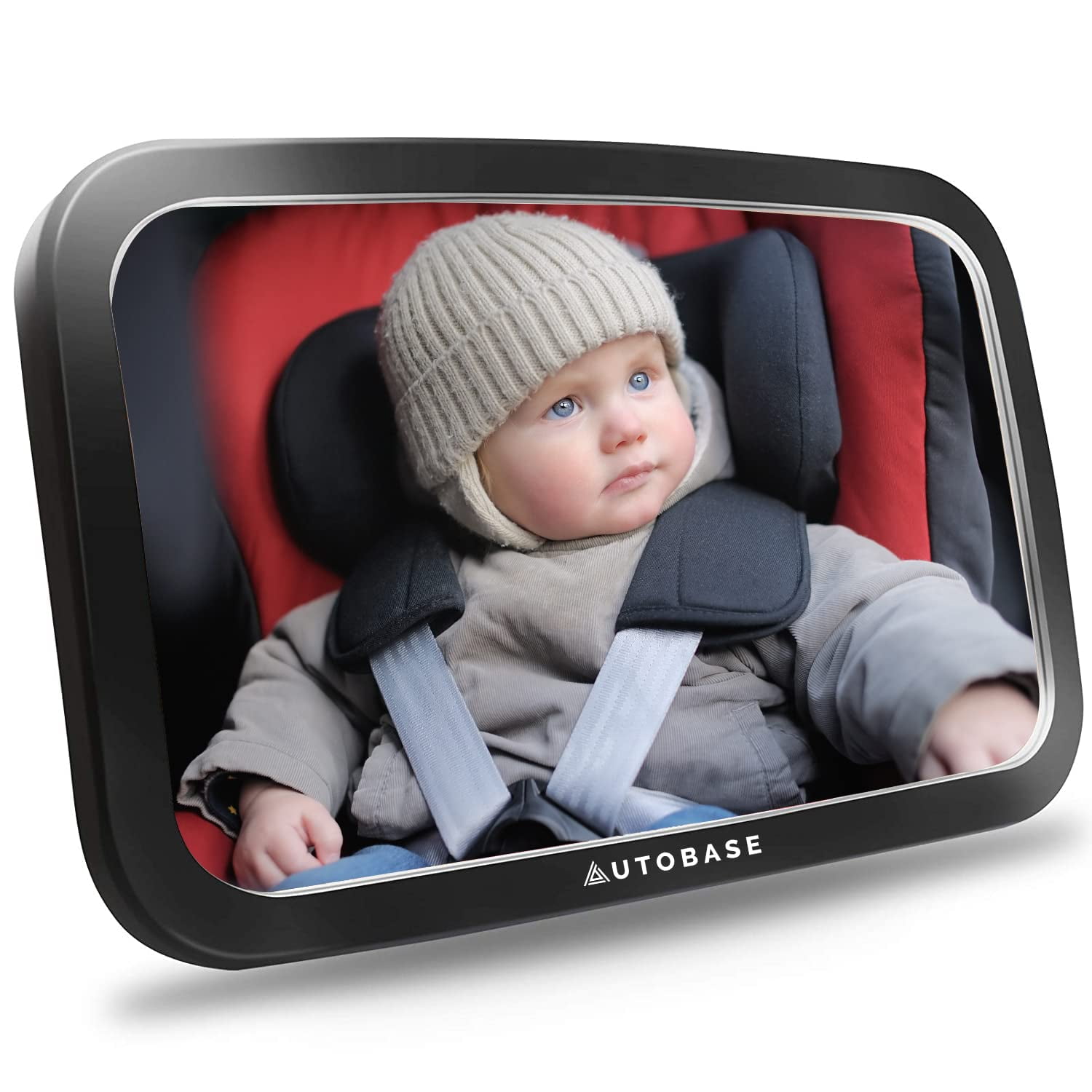 Autobase Baby Car Mirror | Shatterproof Baby Mirror for Car Seat Rear Facing with Wide Crystal Clear View | Fully Assembled Car Mirror for Baby | Newborn Essentials for Travel | Baby Registry Items