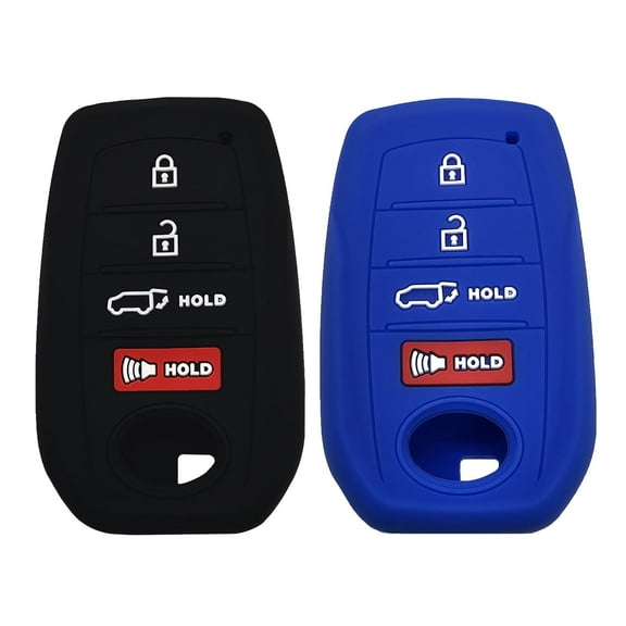 Autobase Key fob Cover for Toyota 2025 Camry 2019-2025 Land Cruiser 2021-2025 Venza Hilux Fortuner 2023-2025 Highlander Tundra Corolla bZ4X Prius 4 Buttons (Black and Blue)