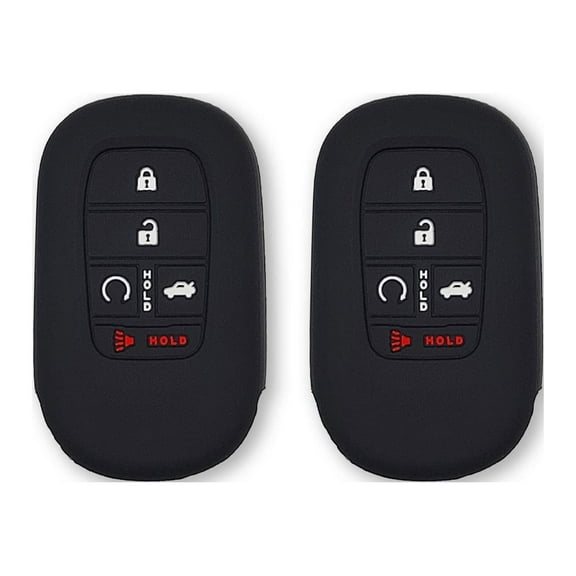 Autobase Silicone Key Fob Cover for 2022 2023 2024 2025 Honda Civic Accord HR-V CR-V Pilot Sport SI EX EX-L Touring | Car Accessory | Key Protection Case - 2 Pcs (Black)