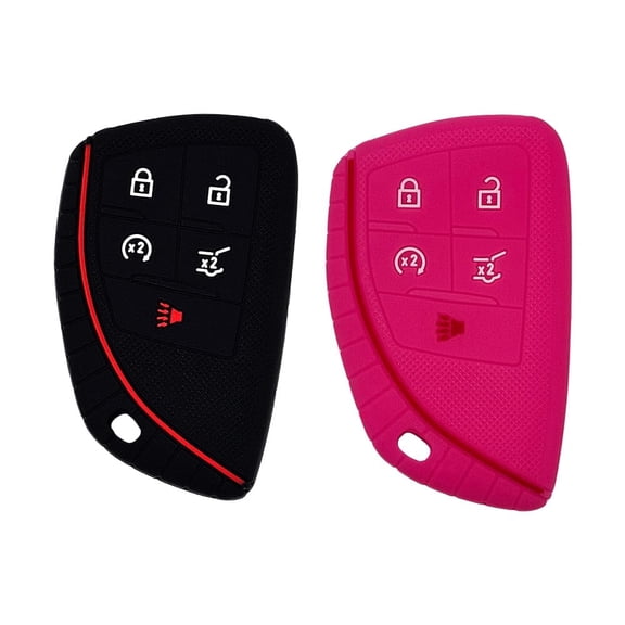 Autobase 2Pc Chevrolet Key Fob Cover, GMC Sierra Chevy Silverado 1500 2500HD 3500HD 2022 2023 2024 2025 2026, Black & Pink