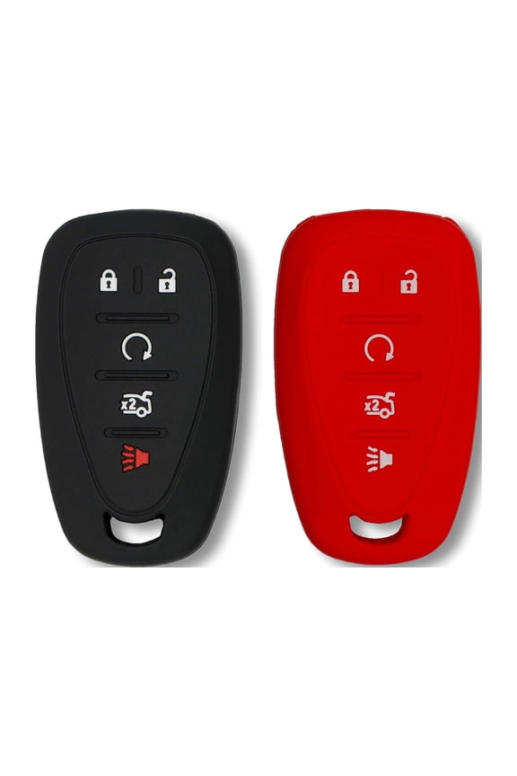 Silicone Key Fob Cover for Chevy Malibu Camaro Trax Traverse Trailblazer Sonic Cruze Blazer Volt Equinox Spark | Car Accessory for Chevrolet | Key Protection Case 2 Pcs (Black & Red)