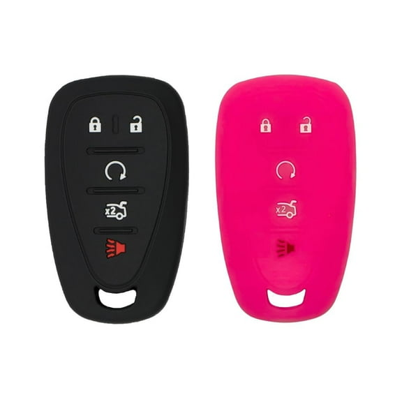 Autobase 2Pc Chevy Key Fob Cover, Chevrolet Trax Cruze Blazer Volt Equinox Spark 2016 2017 2018 2019 2020 2021 2022 2023 2024, Black & Pink