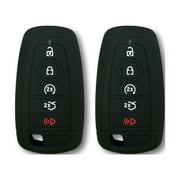 Autobase Silicone Key Fob Cover Compatible with Ford Fusion F250 F350 F450 F550 Edge Explorer Mustang Expedition Bronco F-150 Raptor | Car Accessory | Key Protection Case 2 Pcs Black