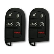 Autobase Silicone Key Fob Cover for Jeep Grand Cherokee Renegade Compass Dodge Challenger Charger Dart Durango Journey Chrysler 200 300 | Car Accessory | Key Protection Case (Black, 2 Pcs)