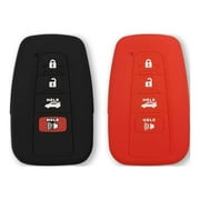 Autobase Silicone Key Fob Cover for Toyota Camry RAV4 Highlander Avalon C-HR Prius Corolla GT86 Smart Key | Car Accessory | Key Protection Case 2 Pcs Black and Red