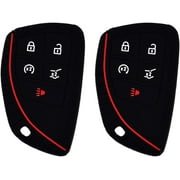 Autobase Silicone Key Fob Cover for 2025 Chevy Equinox Silverado GMC Sierra | Rubber Remote Key Fob Protector Case with 5 Buttons - Black - 2 Pcs