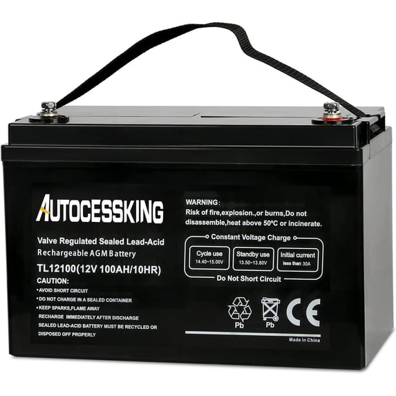 Autocessking 12V 100 Ah Deep Cycle Sealed Battery for RV, Camping ...