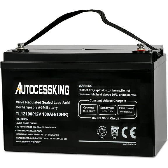 Autocessking 12V 100 Ah Deep Cycle Sealed Battery for RV, Camping, Solar, Cabin, Marine and Off-Grid System