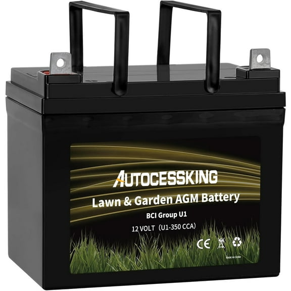 Autocessking Lawn & Garden AGM Battery, 12V 350CCA BCI Group U1 Rechargeable SLA Starting Battery for Lawn, Tractors and Mowers, Compatible with John Deere, Toro, Cub Cadet, and Craftsman