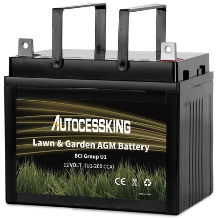 Autocessking Lawnmower AGM Battery Group U1 12V 200CCA 24AH Garden Mower Rechargeable SLA Starting Battery for Riding Tractor John Deere Toro