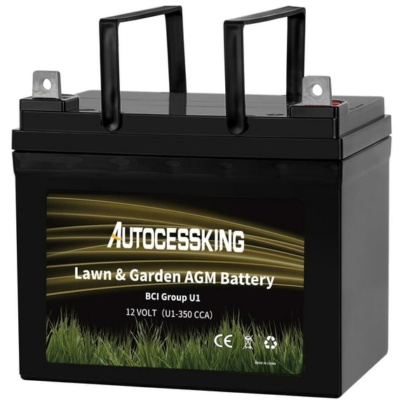 Autocessking Lawnmower AGM Battery Group U1 12V 350CCA 33AH Garden Mower Rechargeable SLA Starting Battery for Riding Tractor John Deere Toro