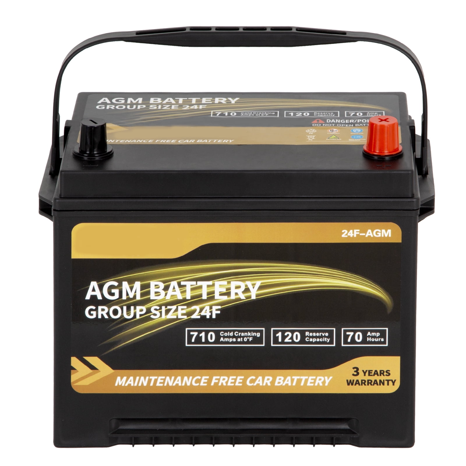 Weize Platinum AGM 12V Automotive Battery, Group 24F, 710 CCA Top Post for Car