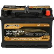 Weize Platinum AGM Battery, BCI Group 48 H6 Automotive Battery, 12 Volts, 760 CCA, 120 RC