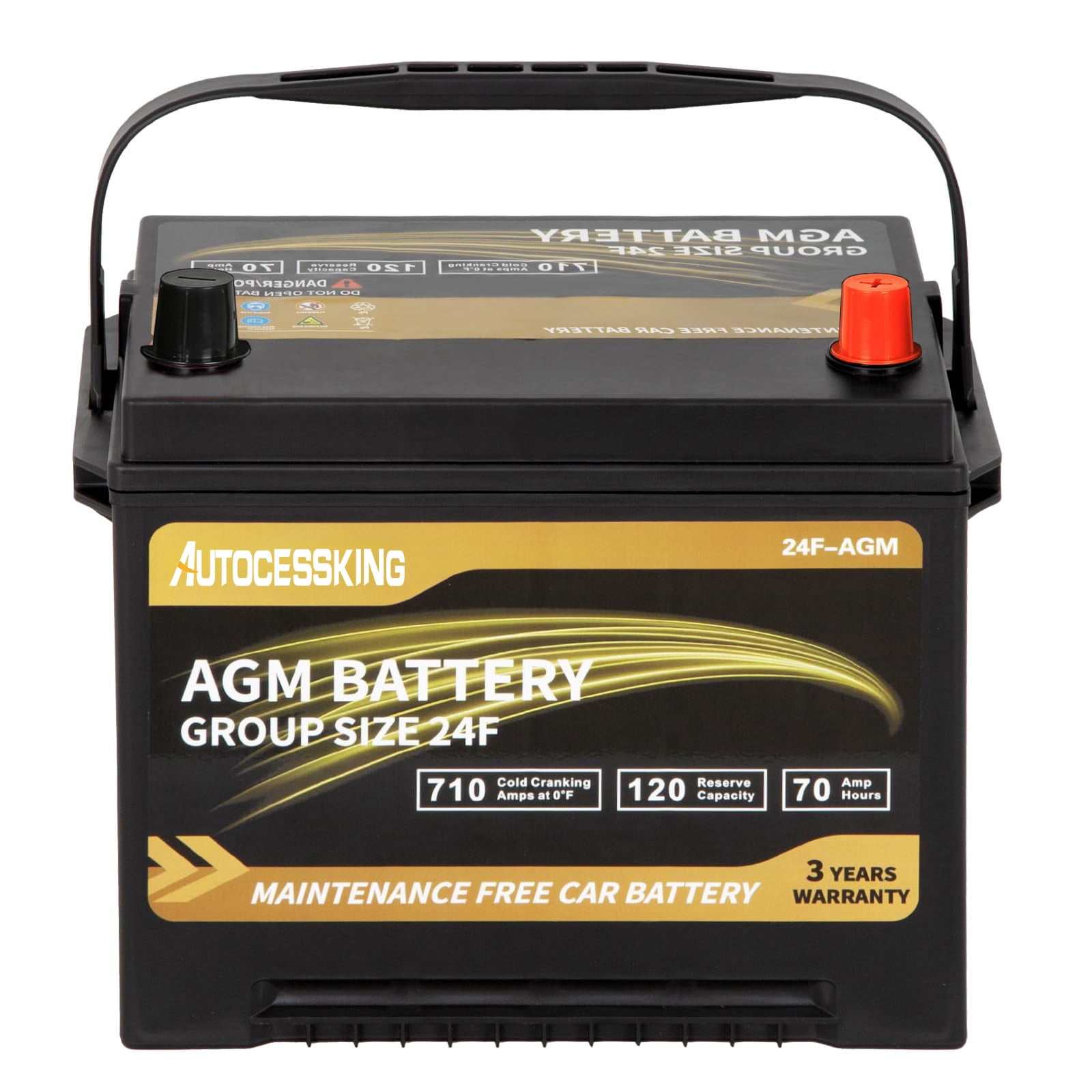 Autocessking Platinum AGM Battery, Group 24F Rechargeable Automotive Batteries for Car, 12 Volt 710 CCA 70Ah 120RC