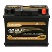 Autocessking Platinum AGM Battery, Group 47 Rechargeable Automotive Batteries for Car, 12V H5 680CCA 60Ah 100RC