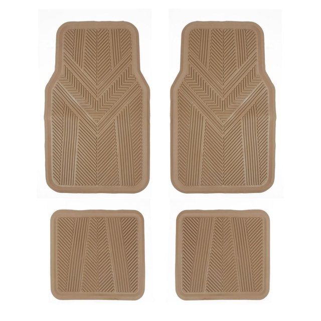 Autocraft Floor Mat Set, Rubber, AllSeason, TAN, 4 Pcs The antislip