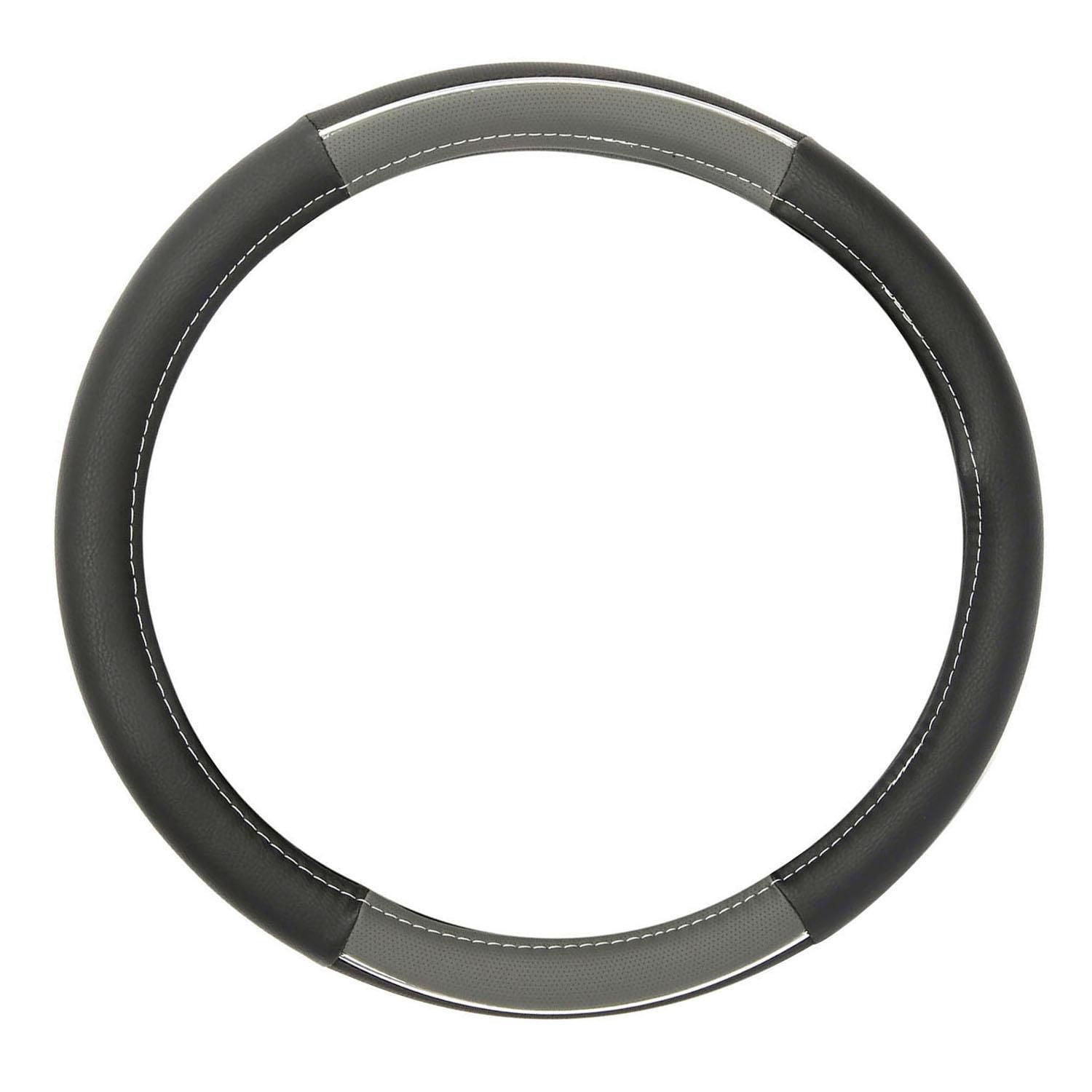 Autocraft Steering Wheel Cover Black/Gray CHROME, 1 each, sold by