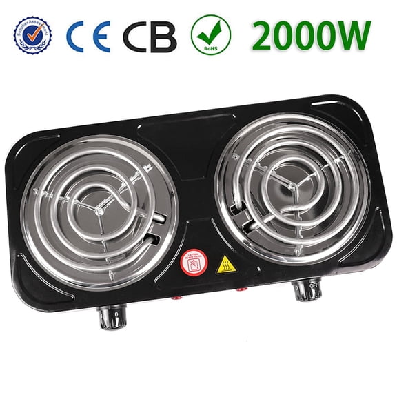 Autoez 2000W Electric Double Burner with 5 Level Temperature Control Portable Electric Stove for Home Dorm Office