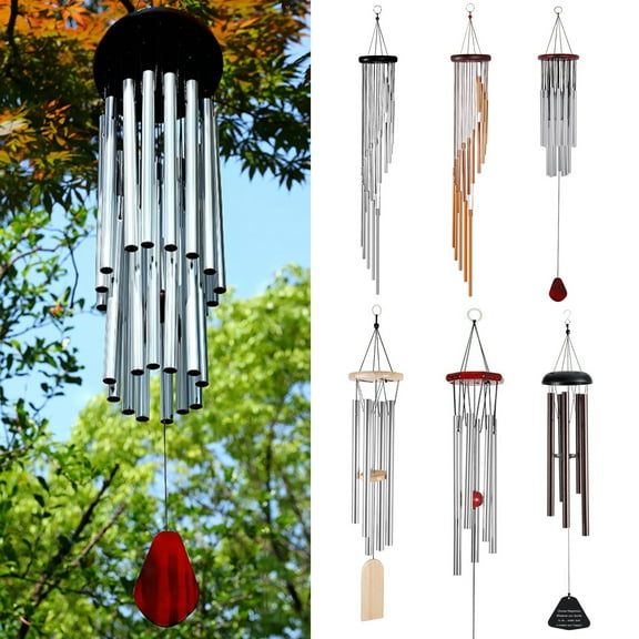 Autoez 29 in Silver Aluminum Wind Chime, Soothing Melody
