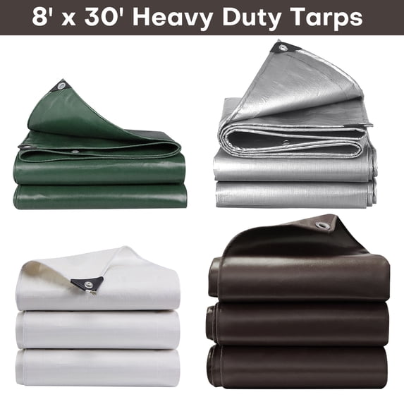Autoez 8'x 30' Heavy Duty Tarp 16mil Extra Thick Multipurpose Protective Cover All Weather Proof