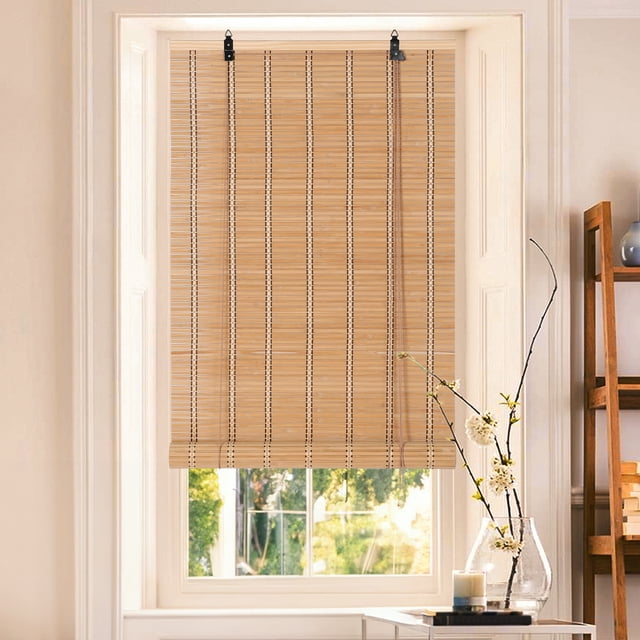 Autoez Bamboo Roman Shades Light Filtering Roller Window Blinds for Doors Patio Door Porch Roll