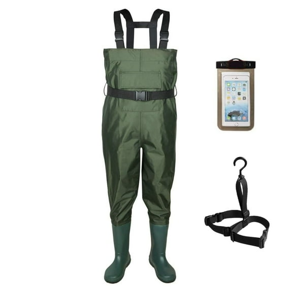 Autoez Chest Wader, 2-Ply Nylon/PVC Waterproof Fishing & Hunting Waders with Boot Hanger Water-proof phone case