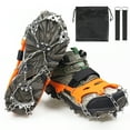 thumbnail image 1 of Autoez Crampons Ice Cleats 23 Stainless Steel Spikes Traction Snow Grips for Boots Shoes Anti Slip for Hiking Fishing Walking Climbing Mountaineering (M, Orange), 1 of 12