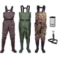 thumbnail image 1 of Autoez Fishing Wader Boots Waterproof 2-Ply Nylon/PVC Chest Waders, Unisex, Black, Size 10, 1 of 9